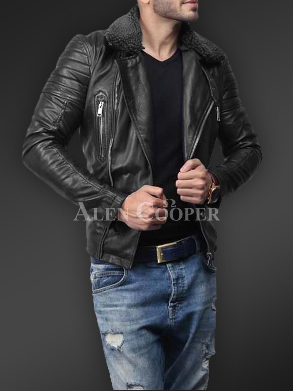 Lambskin Leather Biker Jacket for Men with Many Fascinating Features - Image 5