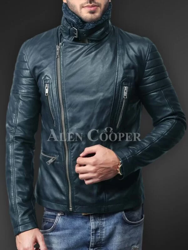 Lambskin Leather Biker Jacket for Men with Many Fascinating Features - Image 3