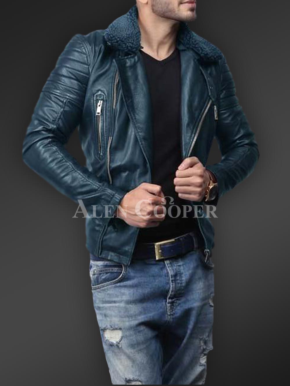 Lambskin Leather Biker Jacket for Men with Many Fascinating Features - Image 8