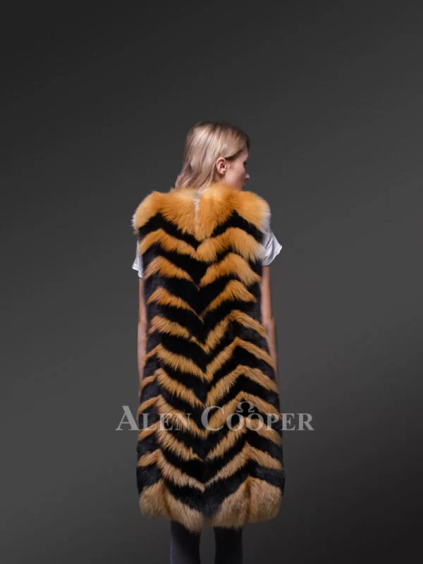 Super Stylish Super Warm Long Women’s Real Fox Furry Winter Vest - Image 6