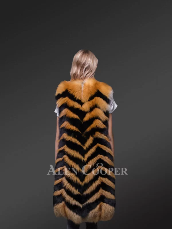 Super Stylish Super Warm Long Women’s Real Fox Furry Winter Vest - Image 5