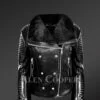 Women's Shearling Leather Jacket in black made Real Lambskin Leathers and Sheepskin