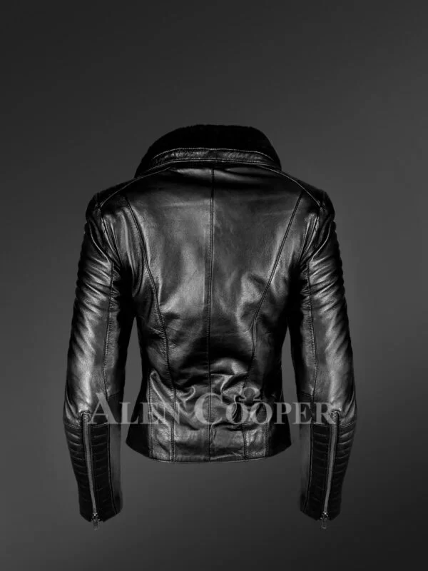 Women's Shearling Leather Jacket - Image 4