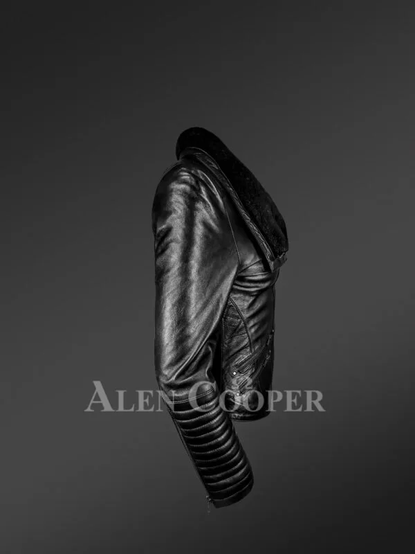 Women's Shearling Leather Jacket - Image 3
