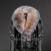 Plush Leather Jackets for men with Crystal Fox Fur Collar