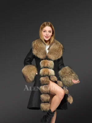 Women Sheepskin Coat with Fur. Women Shearling Coats Jackets