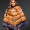 Poncho Style Multi-Color Real Fur Winter Coat
