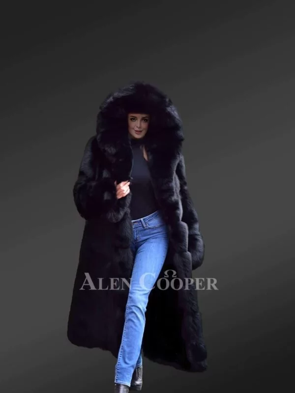 Womens Full-Length Pure Arctic Fox Fur Winter Coat - Image 5