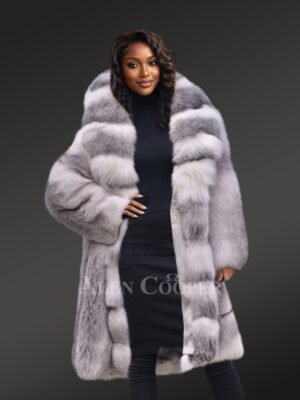 Pure Finland Blue Fox Fur Winter Coat