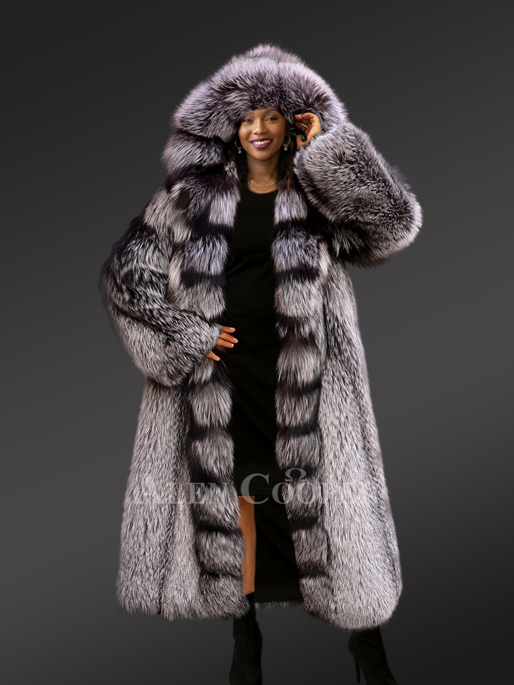 Pure Silver Fox Fur Winter Coat