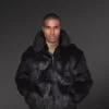 Rabbit Fur Bomber for Men with hood