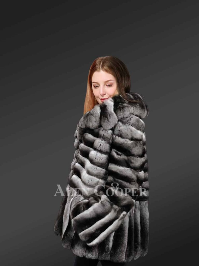Genuine Arctic Fox Virgin Wool Wrap Coat