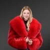 Crop fox fur coat women