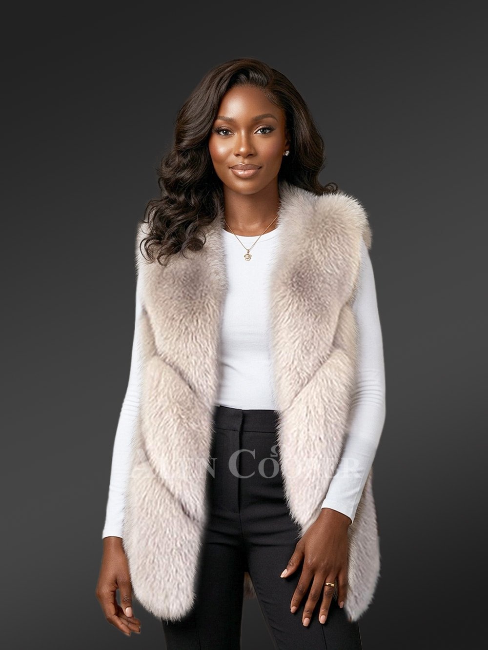 Real Fox Fur Sleeveless Waistcoat