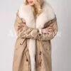 Real Raccoon Fur Collar Mid-Length Warm Winter Parka in Coffee