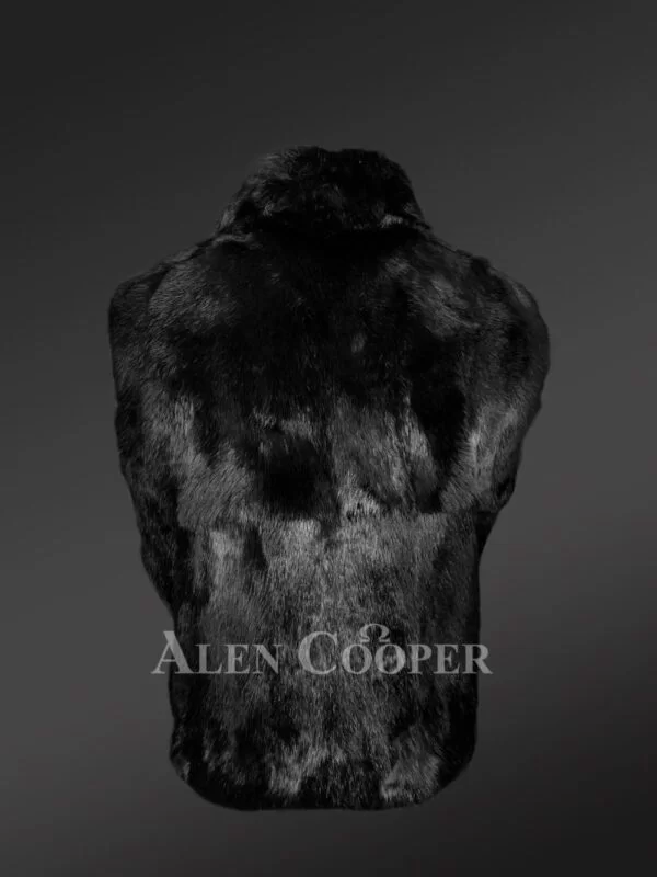 Men’s Authentic Rabbit Fur Vest in Black - Image 4