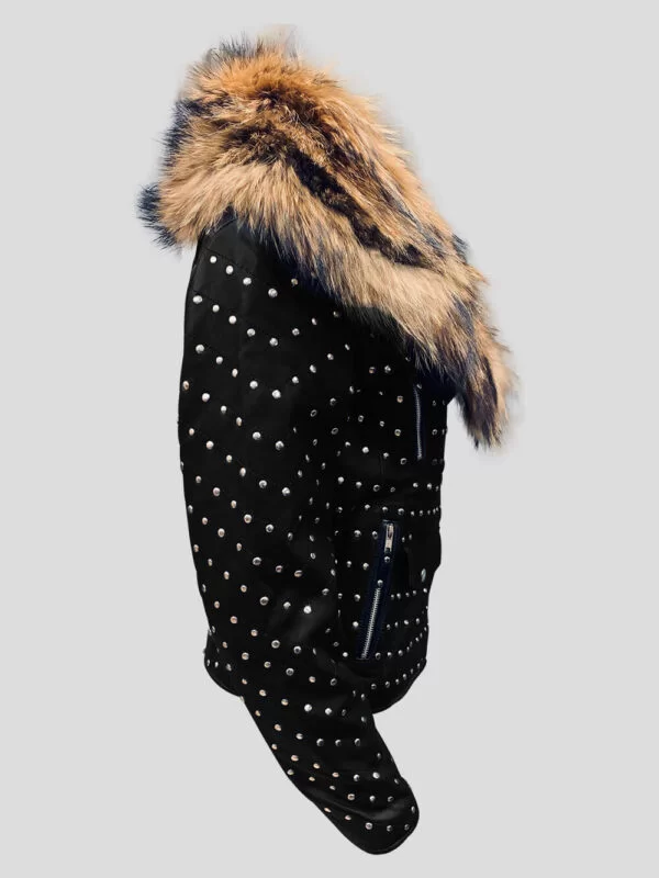 Studded Leather Jacket with Fur – Declare Your Presence in Style - Image 2