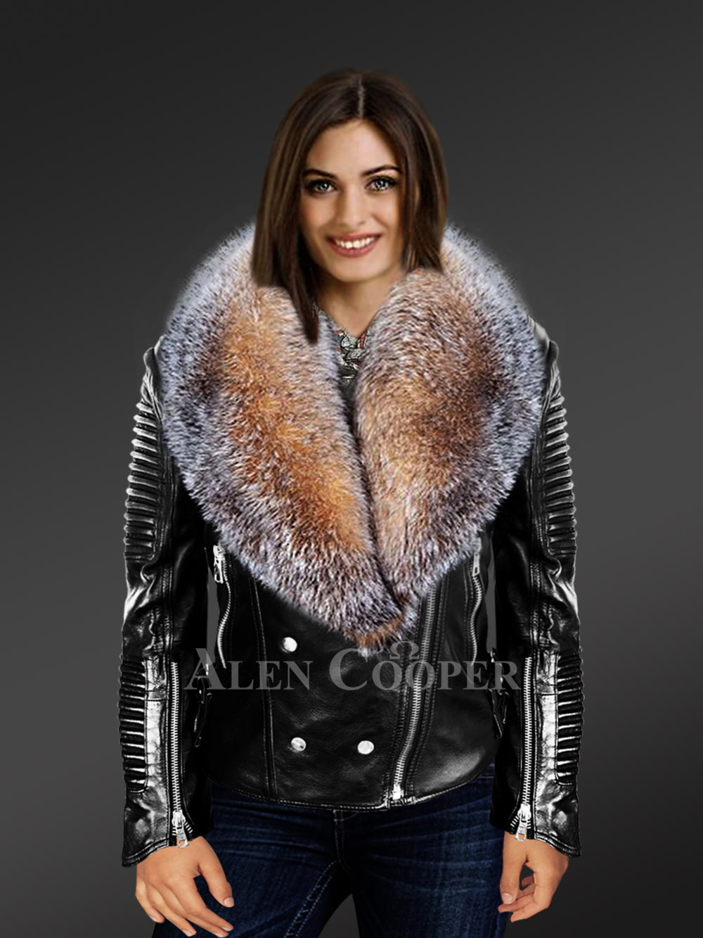 Scandinavian Crystal Fox Detachable Fur Jacket for Women