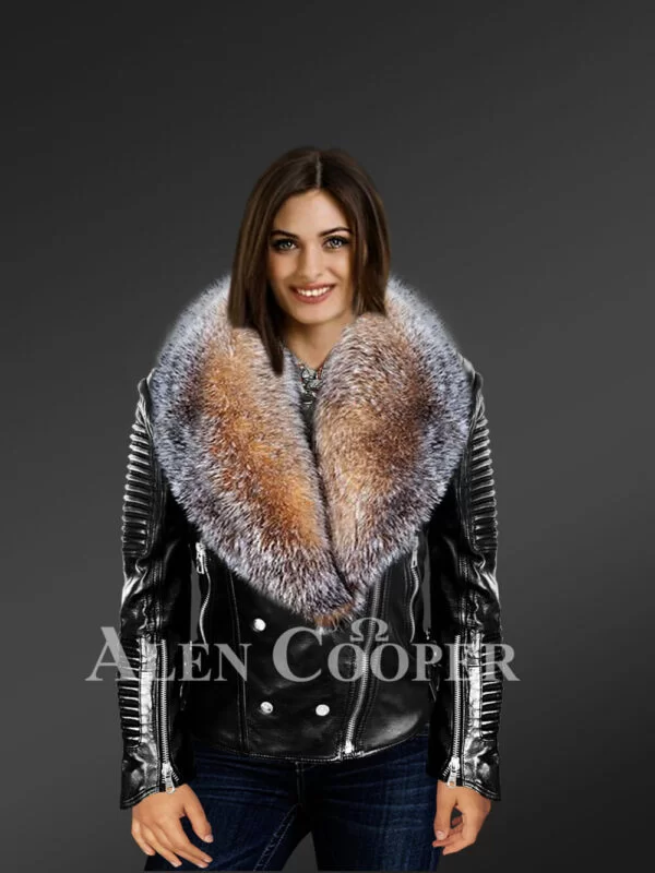 Scandinavian crystal fox detachable fur jacket for women