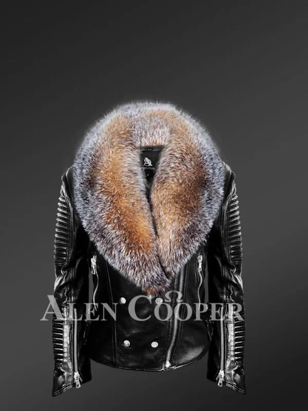 Scandinavian Crystal Fox Detachable Fur Jacket for Women - Image 3