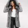 Scintillating Scandinavian Silver Fox Fur Hybrid Grey Parka Convertibles