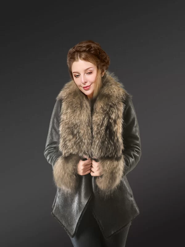 Shearling Coat with Raccoon Fur