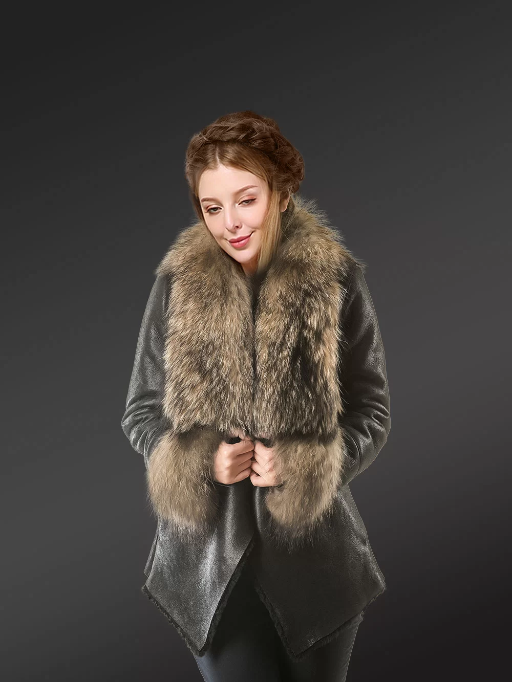 Real Sheepskin Shearling Coat Women