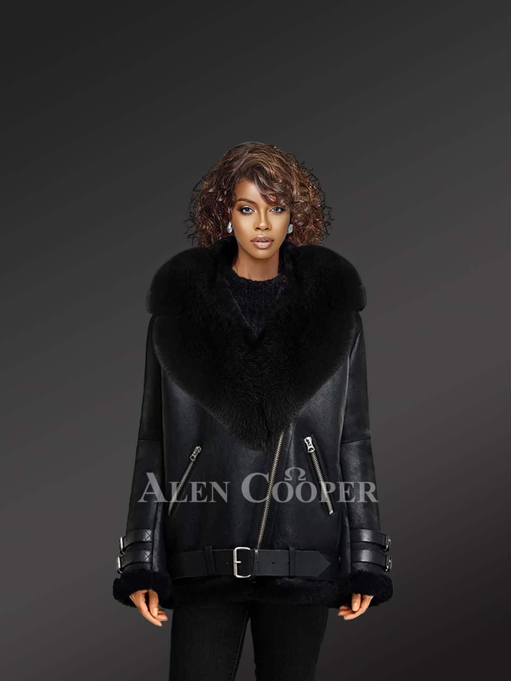 Alen Cooper Women's Fur Leather Jacket