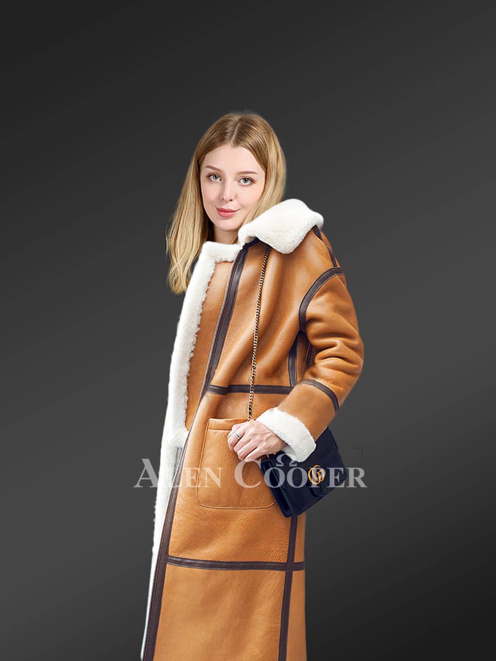 Shearling trench coat online