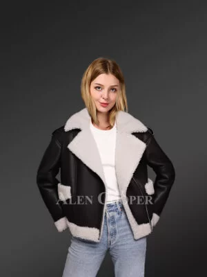 Shearling wool finish jacket for women