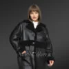 Sheepskin Bomber Jacket for Women in Black