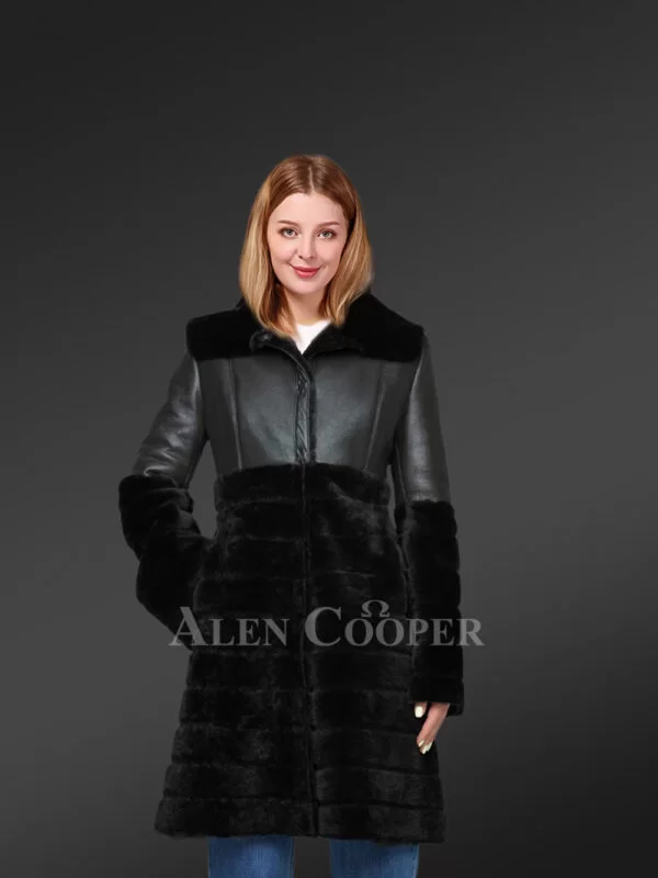 Sheepskin Coat for Women in Black