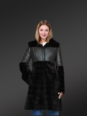 Sheepskin Coat for Women in Black without watermark