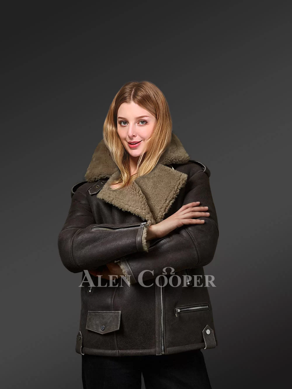 Alen Cooper Women's Fur Leather Jacket