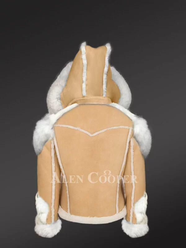 Sheepskin Shearling Jacket for Women in Beige - Image 5