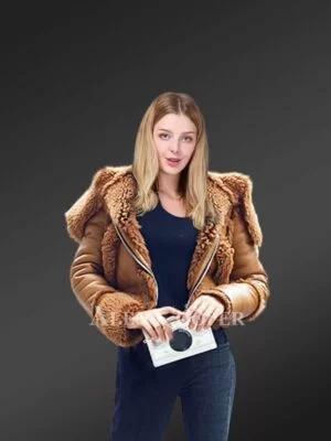 Sheepskin shearling Crop jacket view