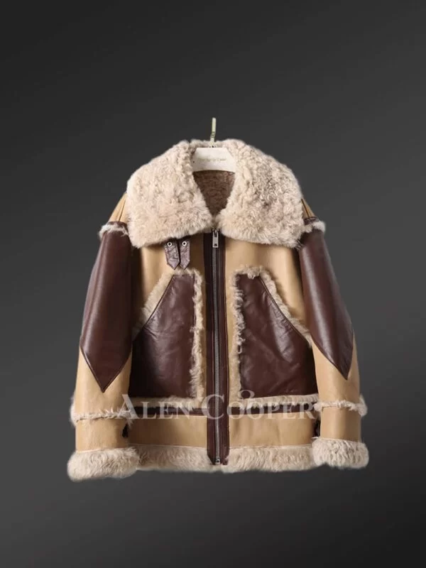 Sheepskin shearling jacket for women In B3 Bomber Style