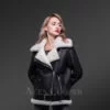 Sheepskin shearling jacket for women In Nappa Black Finish view