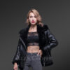 Sheepskin shearling jacket for women With In-Built Belts