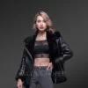 Sheepskin shearling jacket for women With In-Built Belts