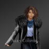 Sheepskin shearling jacket for women With Racoon Fur