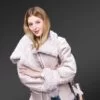 Sheepskin shearling jacket for women in Rose Pink Color