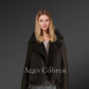 Sheer appealing genuine shearling coats for women in black