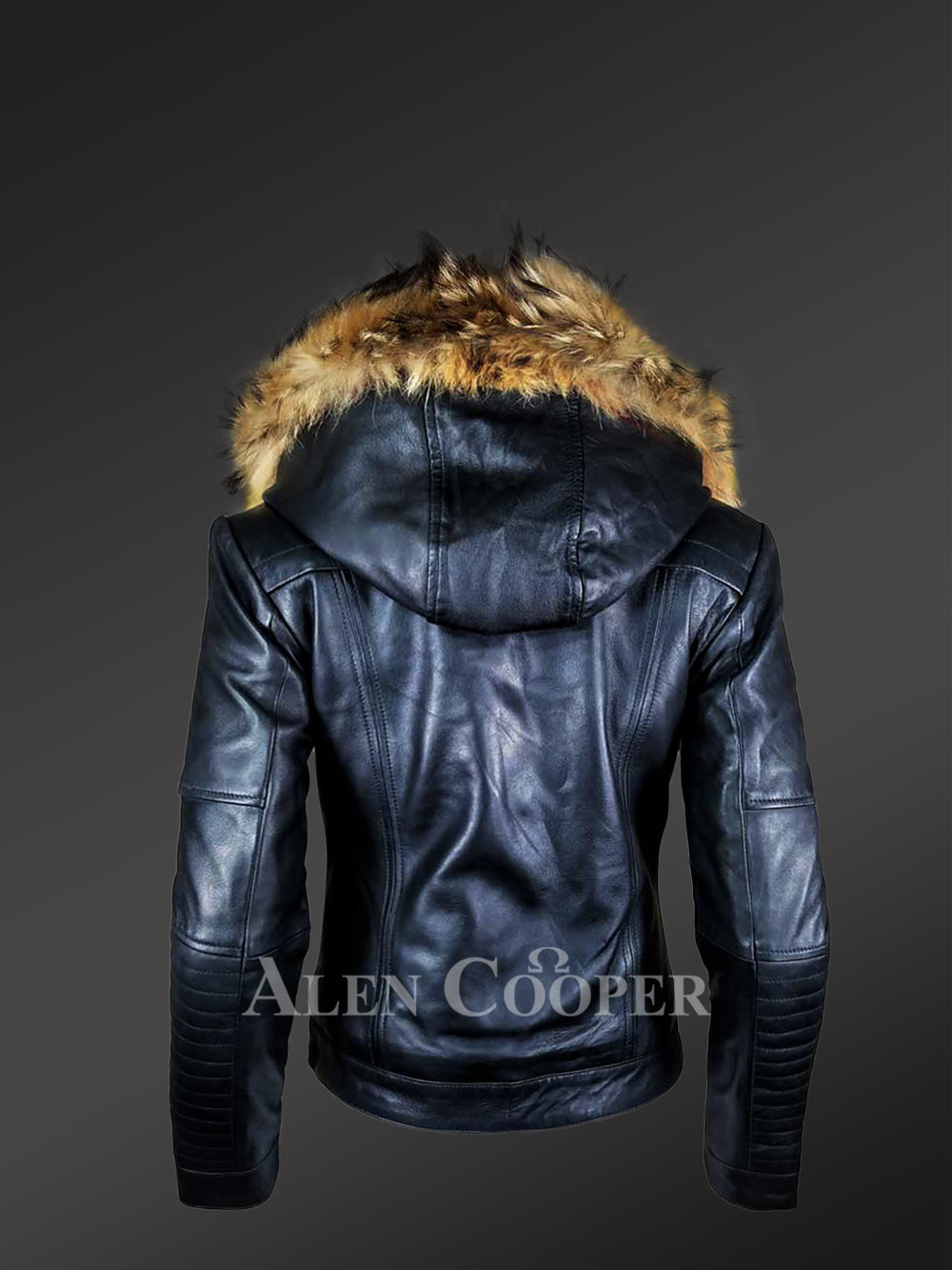 Short Length Leather Parka with Genuine Fur Trim - Image 6