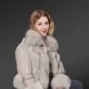 Short Length Sheepskin Jacket in Beige