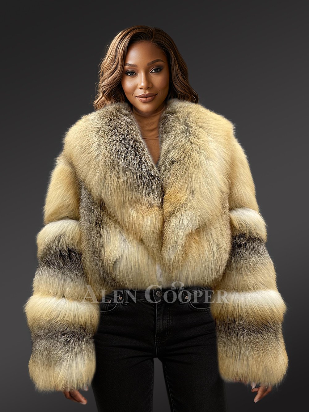 Short Soft Ladies Warm Plain Cropped Fox Fur