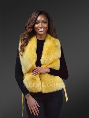 Sleeveless Fox Fur Womens Vest