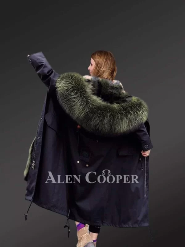 Raccoon Fur Long Parka with Detachable Vest and Fox Fur Hood - Image 4