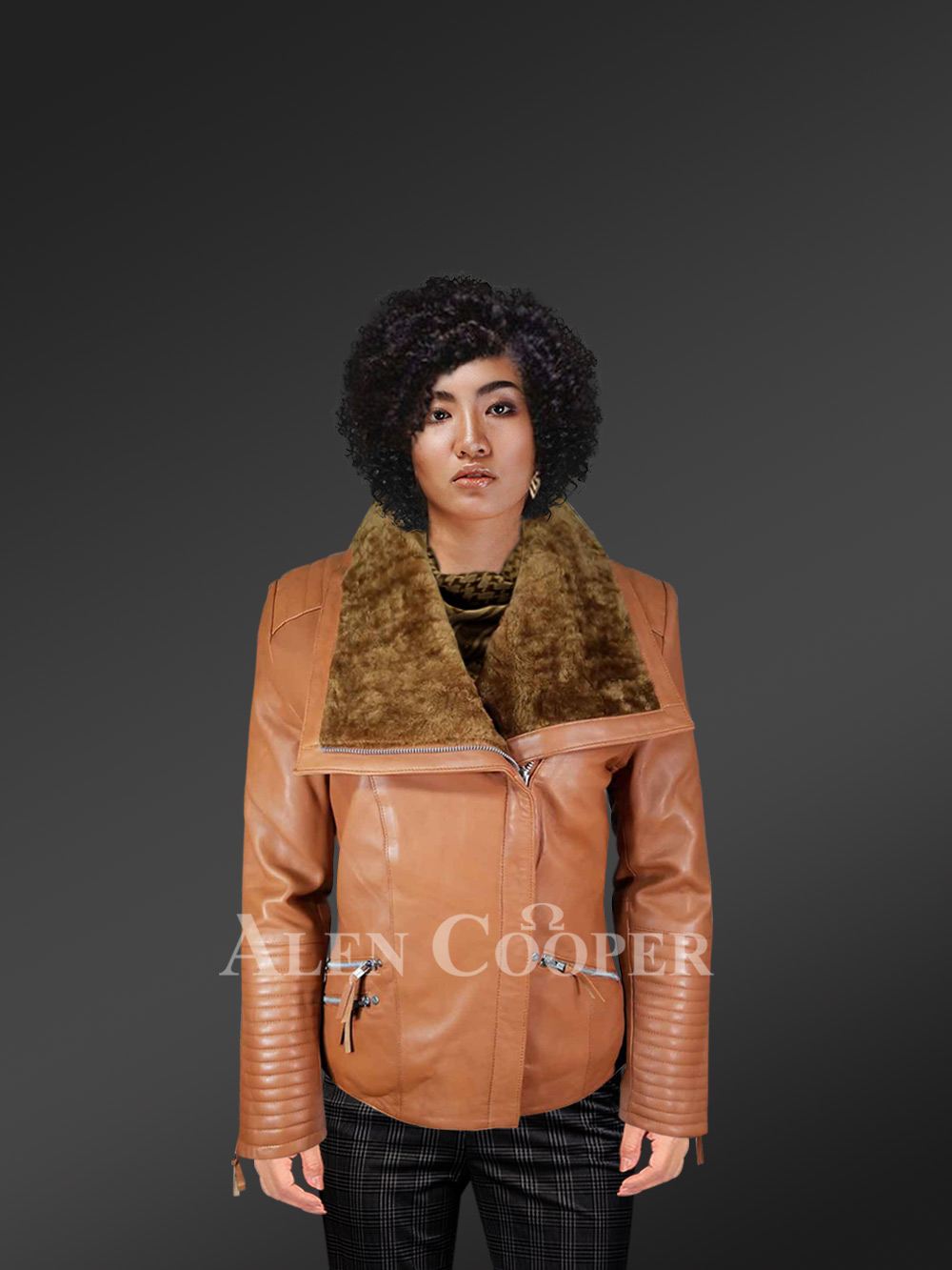 Alen Cooper Women's Fur Leather Jacket