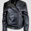 Stylish Leather Motorcycle Jacket with Asymmetrical Zipper Closure